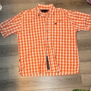 Y2K Vintage Phat Farm Button Up Down Checkered Short Sleeve Shirt Size XL